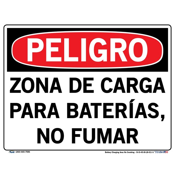 Vinyl Label Sign, 9-1/2" Height, 12-1/2" Width, Vinyl Label, Rectangle, Spanish
